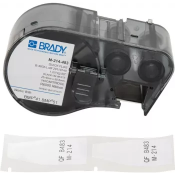 Brady M-214-483 Self-Laminating Vinyl Wire & Cable Labels, White, 21.34 x 48.77 mm, Thermal Transfer, 100 per Pack