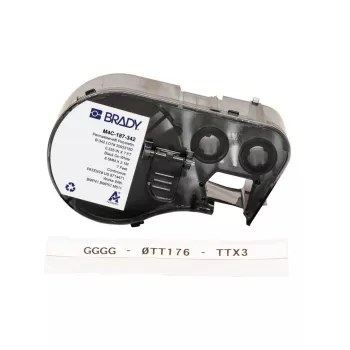 BRADY M4C-187-342 Heat-Shrink Wire Marker Cartridge, White Sleeve with Black Print, 3:1 Shrink Ratio, 2.13 m Roll, for BMP41/BMP51/BMP53/M511
