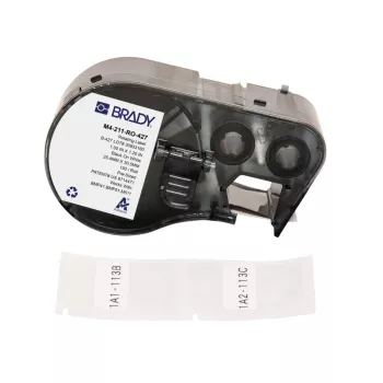 Brady Rotating Self-laminating Vinyl Labels for Wire and Cable Marking, White, 25.4 mm x 13.7 m