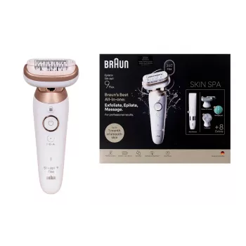 Braun Silk-épil 9 3D SES9-481 Wet & Dry Cordless Epilator with 40 Tweezers, SensoSmart, Smartlight, Trimmer, White/Rose Gold