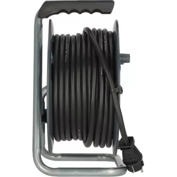 Brennenstuhl 30m IP44 Cable Reel H07RN-F 3G2.5 with 3 Type E Sockets, Thermal Cut-Out, Blue Cable, Black Reel