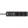 BRENNENSTUHL Connect Ecolor WLAN Power Strip 3-Way (White/Black, 1.5 m Cable, Voice Control, Timer, App)