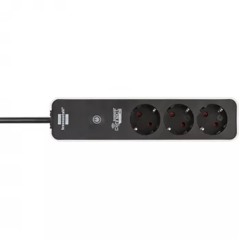 BRENNENSTUHL Connect Ecolor WLAN Power Strip 3-Way (White/Black, 1.5 m Cable, Voice Control, Timer, App)