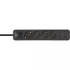 Brennenstuhl Ecolor Power Strip 4-Way with 2x USB-C, 1x USB-A, 1.5m Cable, Safety Switch, Black/Anthracite