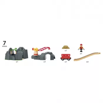 BRIO World Crane & Mountain Tunnel Wooden Railway Set