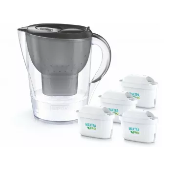 Brita Marella+ Water Filter Jug with 4 Maxtra Pro Power Cartridges, 2.4L, Graphite
