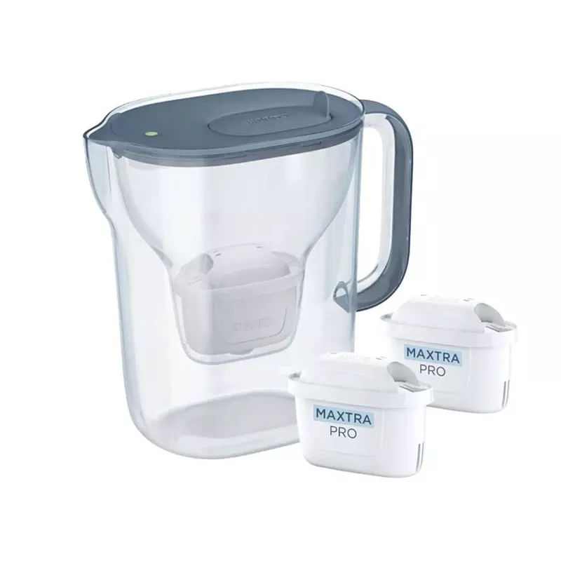 Brita Style Essential+ Water Filter Jug with 2 MaxtraPro PP Cartridges (2.4L, Dark Blue)