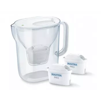 Brita Style Essential+ Water Filter Jug with 2 MaxtraPro PP Cartridges (2.4L, White)