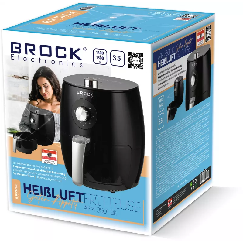 Brock AFM 3501 BK Air Fryer 3.5L 1300-1500W Black Digital Basket Fryer