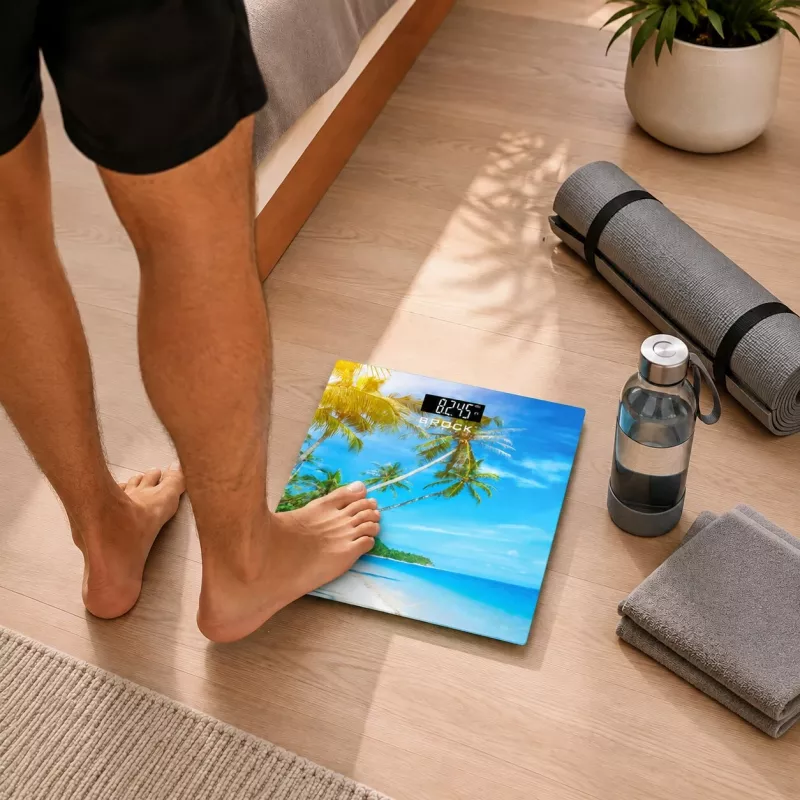 Brock BS 001 Digital Bathroom Scale with Tempered Glass Platform, 180 kg Capacity, 100 g Precision, Step-On Technology, 2xAAA Batteries Included