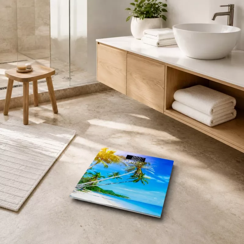 Brock BS 001 Digital Bathroom Scale with Tempered Glass Platform, 180 kg Capacity, 100 g Precision, Step-On Technology, 2xAAA Batteries Included