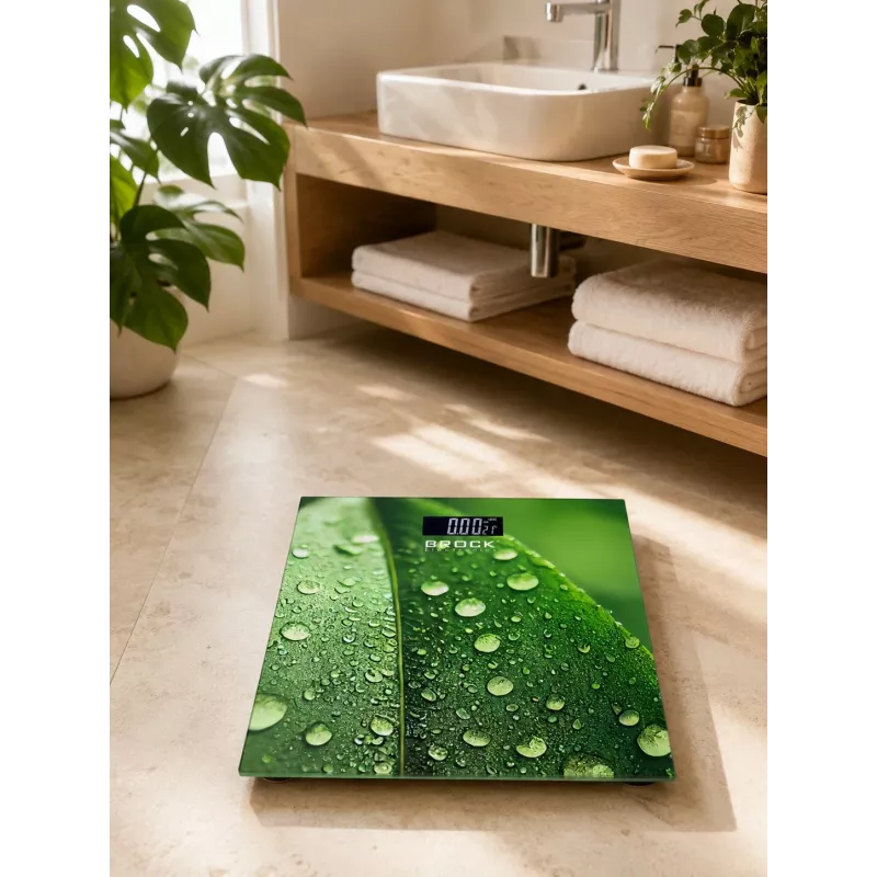 Brock BS 003 Digital Bathroom Scale with Tempered Glass Platform, 180 kg Capacity, LCD Display, Batteries Included