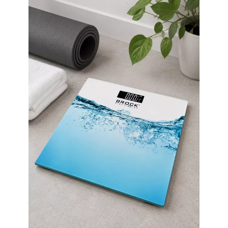 Brock BS 005 Digital Bathroom Scale with Tempered Glass Platform, 180 kg Capacity, 100 g Precision, Auto On/Off, Battery Included