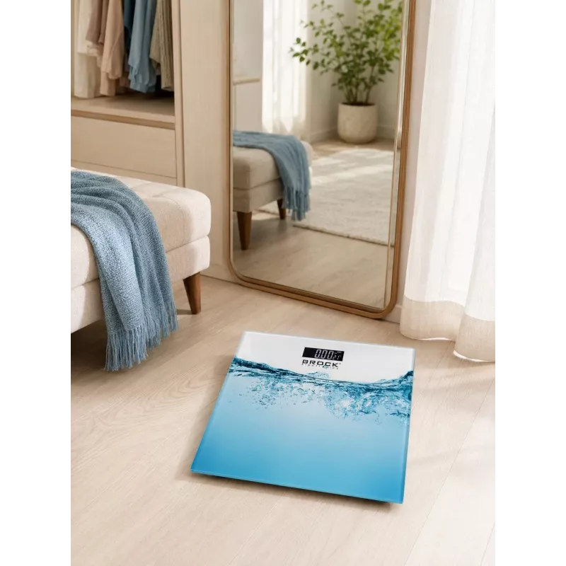 Brock BS 005 Digital Bathroom Scale with Tempered Glass Platform, 180 kg Capacity, 100 g Precision, Auto On/Off, Battery Included
