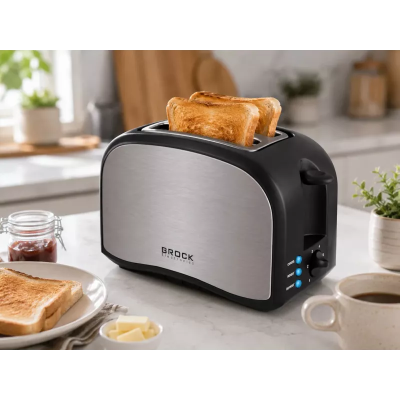 Brock BT 1003 SS Toaster 800W, Black/Steel