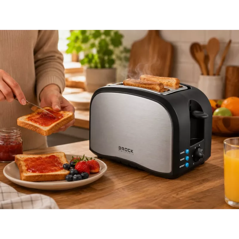 Brock BT 1003 SS Toaster 800W, Black/Steel