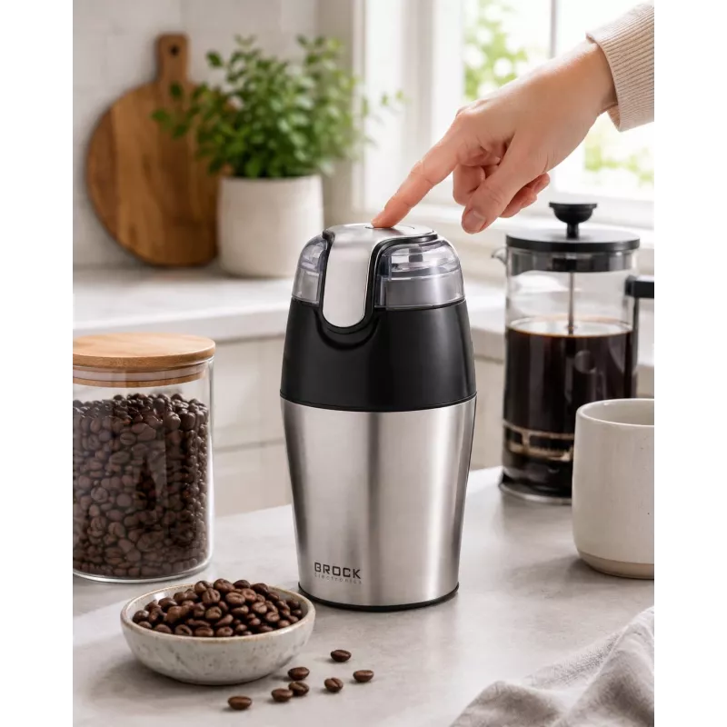 Brock CG 4050 SS Stainless Steel Blade Coffee Grinder 150W, 70g Capacity, Pulse Function