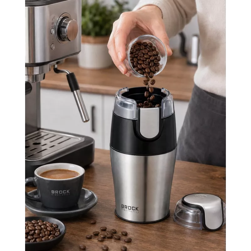 Brock CG 4050 SS Stainless Steel Blade Coffee Grinder 150W, 70g Capacity, Pulse Function
