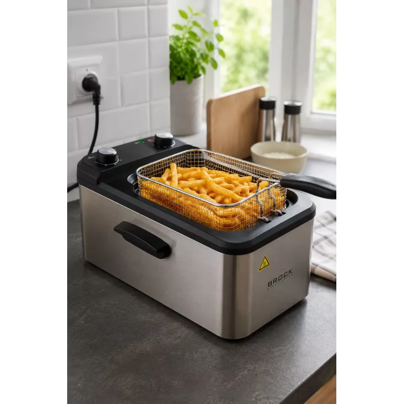 Brock DF 3001 SS Deep Fryer 3.2L 2200W Black/Steel