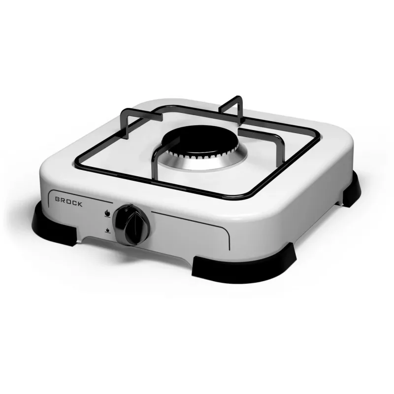 Brock GS 001 W Single Burner Gas Stove, 1.5 kW, Manual Ignition, Enamel Steel, White
