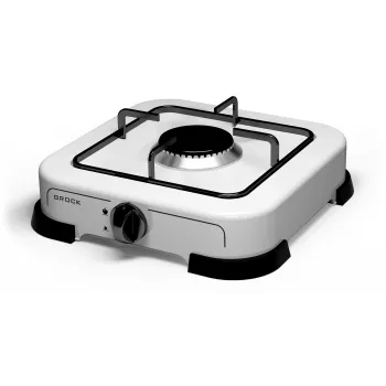 Brock GS 001 W Single Burner Gas Stove, 1.5 kW, Manual Ignition, Enamel Steel, White