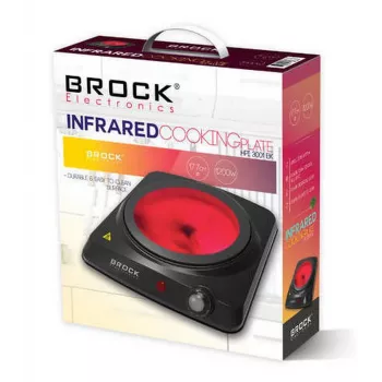 Brock HPI 3001 BK 1500W Single Electric Hot Plate with Cast Iron Plate and Adjustable Thermostat, Black