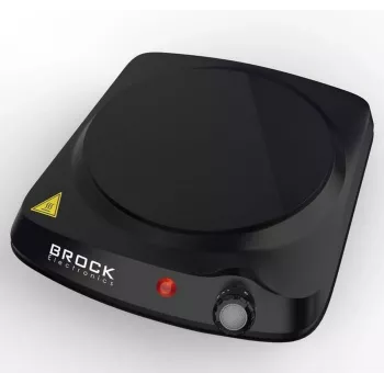 Brock HPI 3001 BK 1500W Single Electric Hot Plate with Cast Iron Plate and Adjustable Thermostat, Black