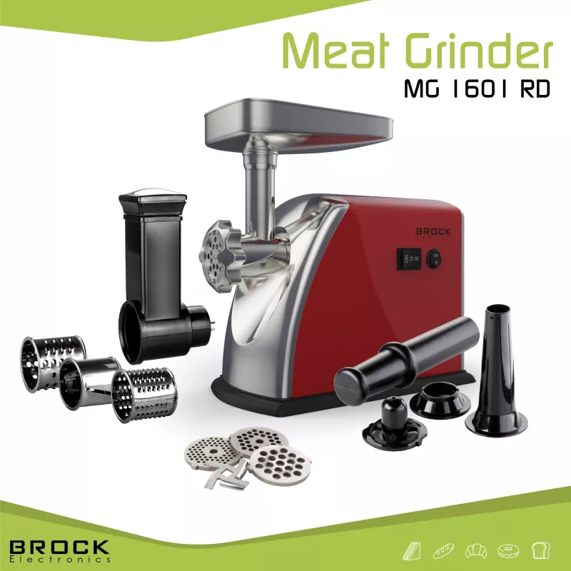 Brock MG 1601 RD Meat Grinder 1400W, Red/Steel