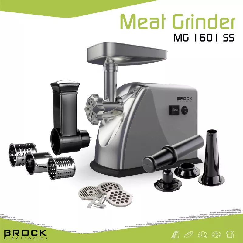Brock MG 1601 SS Meat Grinder 1400W, Red/Steel