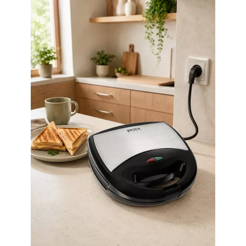 Brock SSM 2004 SS 3-in-1 Sandwich, Waffle & Nutlet Maker, 750W, Black/Steel