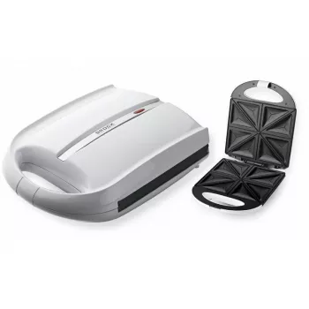 Brock SSM 3008 WH 8-Slice XXL Sandwich Maker, 1400W, Non-Stick Triangular Plates, Cool-Touch Handle, Safety Lock, Vertical Storage, White