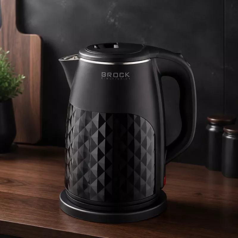 Brock WK 0618 BK Electric Kettle with Double Walls 1.8L 1500W, Black