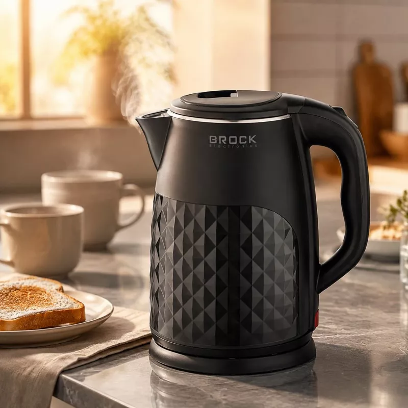 Brock WK 0618 BK Electric Kettle with Double Walls 1.8L 1500W, Black