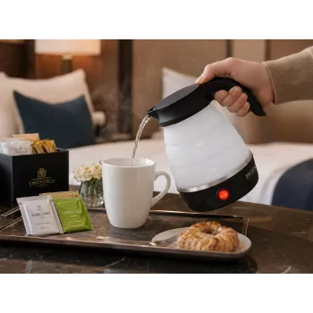 Brock WK 0904 BK Foldable Travel Kettle 0.5L 500W, Black/White