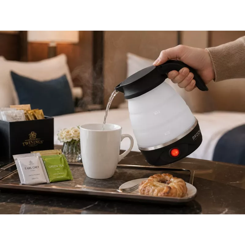 Brock WK 0904 BK Foldable Travel Kettle 0.5L 500W, Black/White