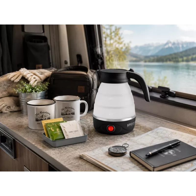 Brock WK 0904 BK Foldable Travel Kettle 0.5L 500W, Black/White