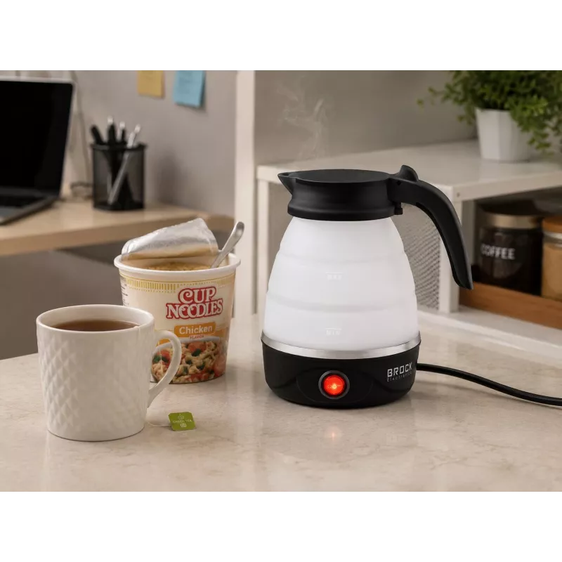 Brock WK 0904 BK Foldable Travel Kettle 0.5L 500W, Black/White