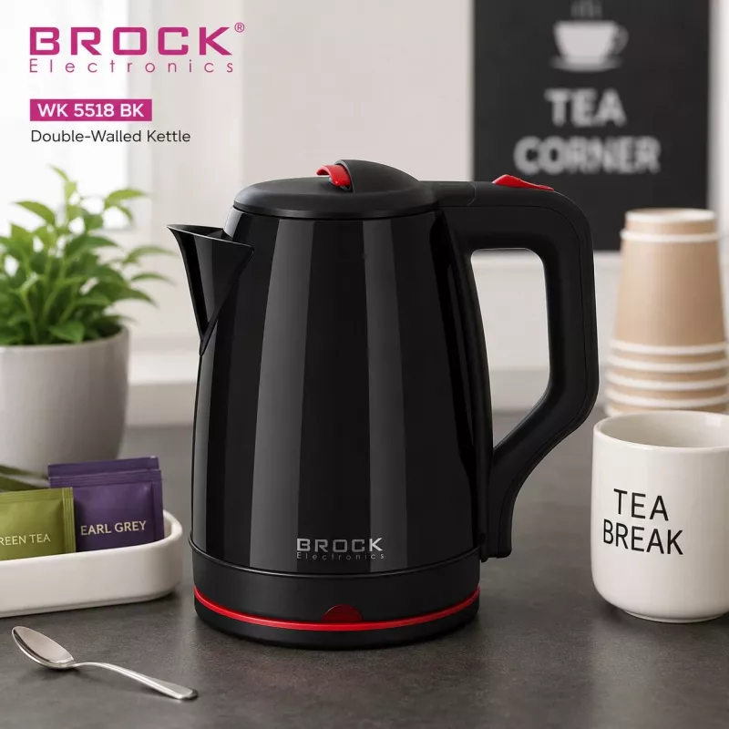 Brock WK 5518 BK Electric Kettle 2.0L 1500W Black with 360° Cordless Base