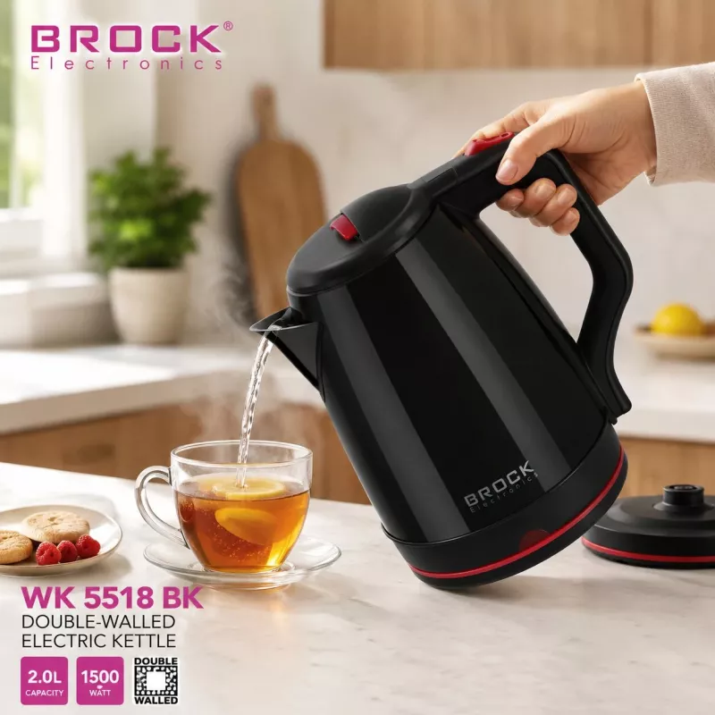 Brock WK 5518 BK Electric Kettle 2.0L 1500W Black with 360° Cordless Base