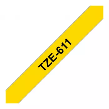 Brother P-touch TZS611 Laminated Strong Adhesive Tape 6mm Black on Clear 8m