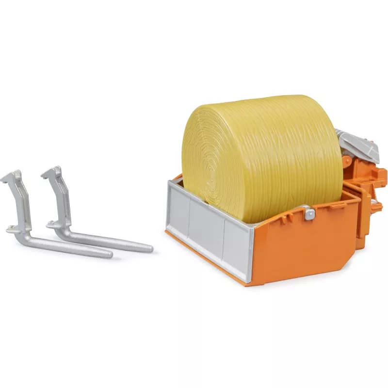BRUDER 02353 Three-Way Tipping Trailer with Loading Box and Forks, 1:16 Scale, Green/Grey