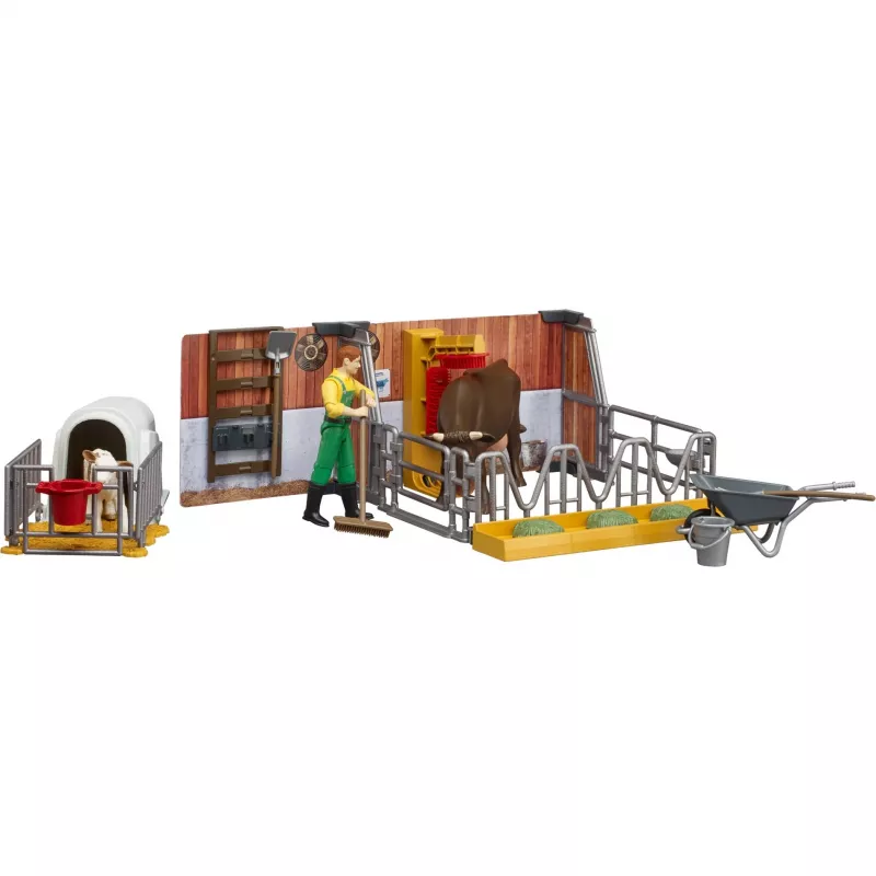 BRUDER bworld Cow and Calf Stable with Farmer (multi-coloured)