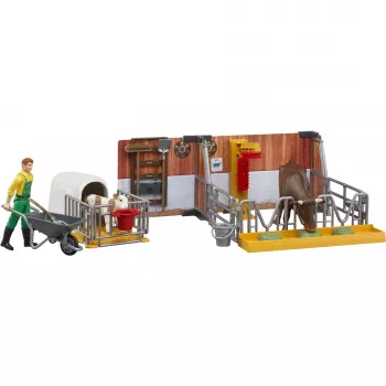 BRUDER bworld Cow and Calf Stable with Farmer (multi-coloured)