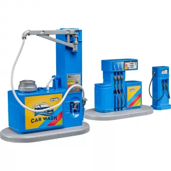 BRUDER bworld Gas Station with Car Wash Playset (1:16 Scale)