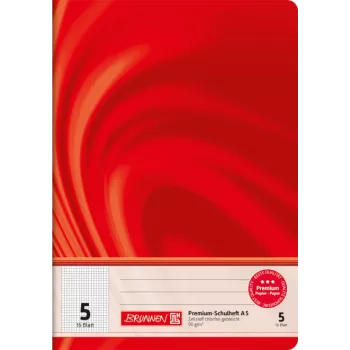 BRUNNEN School Notebook Vivendi Lineatur 5 Squared Without Margin A4 16 Sheets 32 Pages 80 gsm White Paper Stapled Cardboard Cover Assorted Colours
