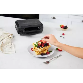 BRV VST098X 3-in-1 Sandwich Maker, Waffle Maker & Grill, 850 W, DuraCeramic Non-Stick Plates, Black/Silver