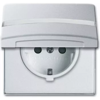 Busch-Jaeger 2064-0-0300 Schuko Socket Outlet Insert, 2P+E, 16A, 250V, IP44, Silver