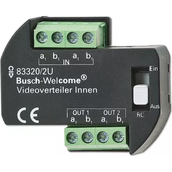 Busch-Jaeger 2CKA008300A0042 Video Distributor for Busch-Welcome Door Communication System, DIN Rail Mount, 4 Outputs