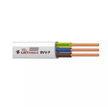BVV-P 2x2.5 mm² Flat Twin PVC Insulated Copper Cable, White, 50 m Roll