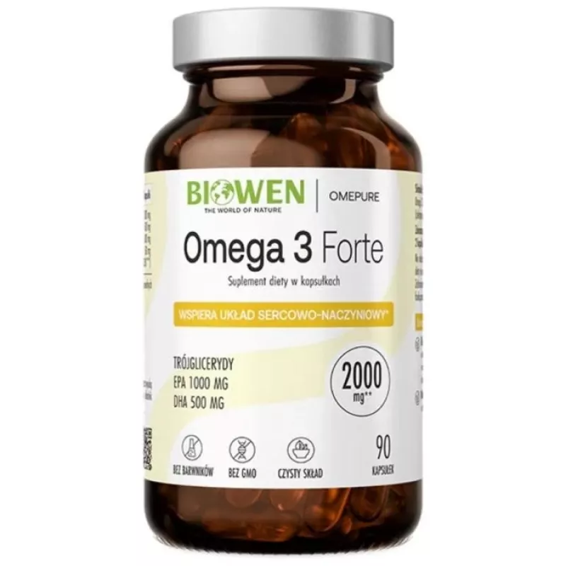 BWN BIOWEN Omega 3 Forte 1000 mg EPA, 500 mg DHA – food supplement for humans – 90 capsules
